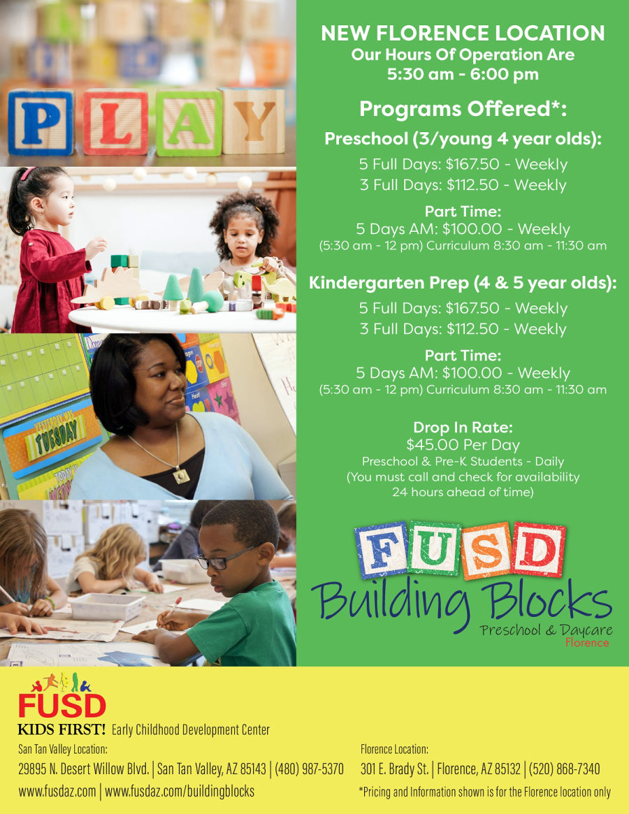 F.U.S.D.#1 - Building Blocks - Florence - Licensed Daycare in Florence, AZ